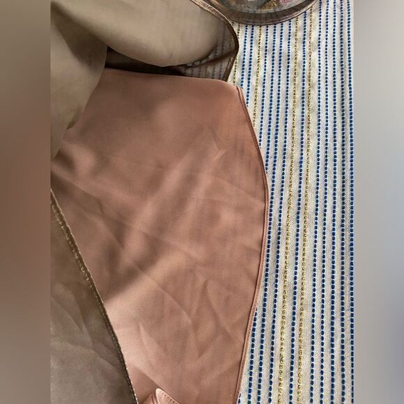 Wilfred Satin Slip Mini Dress Tan Copper  Size Small Adjustable Straps Side Slit - Picture 8 of 13